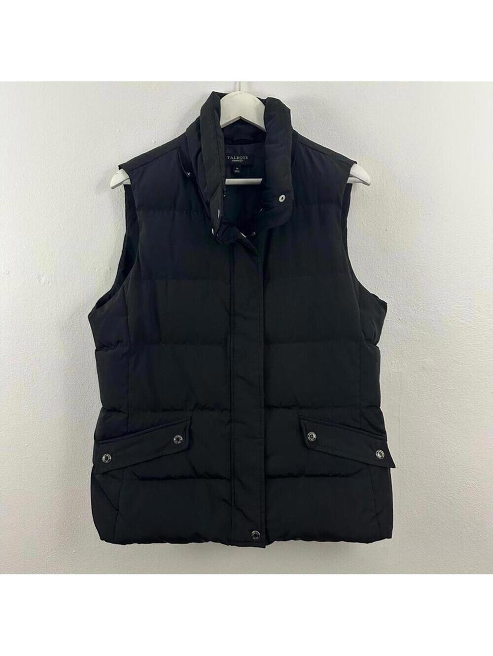 Talbots Women’s Puffer Down Black Vest Size Size M